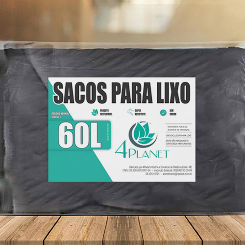 Sacos para lixo 60L 100% reciclável resíduo normal