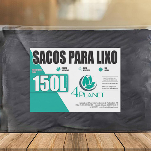 Sacos para lixo 150L 100% reciclável resíduo normal